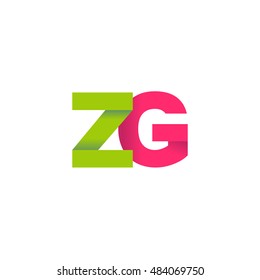 Initial letters ZG overlapping fold logo green magenta