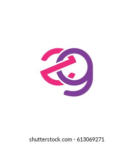 Initial letters zg, round overlapping lowercase logo modern design pink purple