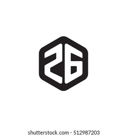 Initial letters ZG rounded hexagon shape monogram black simple modern logo