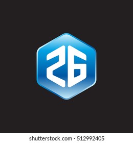 Initial letters ZG rounded hexagon shape blue modern logo