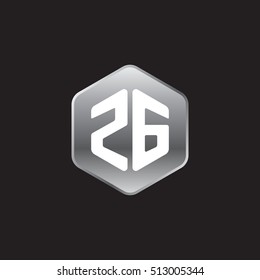 Initial letters ZG rounded hexagon shape silver modern logo