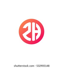 Initial letters ZH circle shape red orange simple logo