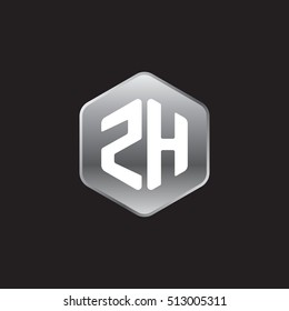 Initial letters ZH rounded hexagon shape silver modern logo