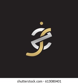 Initial letters zj, round overlapping chain shape lowercase logo modern design silver gold