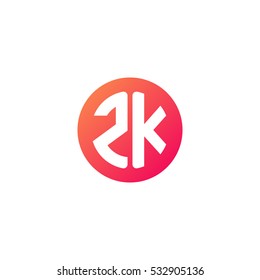 Initial letters ZK circle shape red orange simple logo