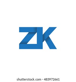 Initial letters ZK overlapping fold logo blue