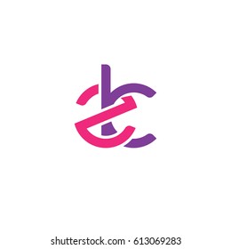 Initial letters zk, round overlapping lowercase logo modern design pink purple