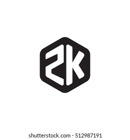 Initial letters ZK rounded hexagon shape monogram black simple modern logo