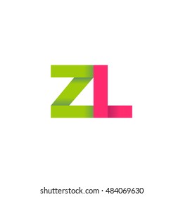 Initial letters ZL overlapping fold logo green magenta