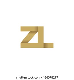 Initial letters ZL overlapping fold logo brown gold