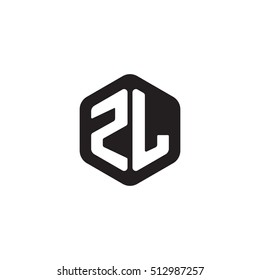 Initial letters ZL rounded hexagon shape monogram black simple modern logo