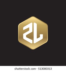 Initial letters ZL rounded hexagon shape gold modern logo