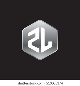 Initial letters ZL rounded hexagon shape silver modern logo