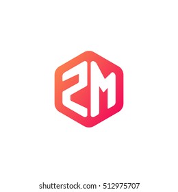 Initial letters ZM rounded hexagon shape red orange simple modern logo