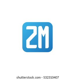 Initial letters ZM rounded square shape blue simple logo