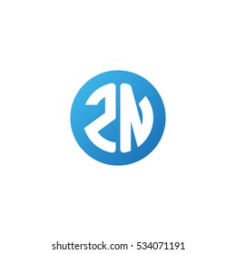 Initial letters ZN circle shape blue simple logo