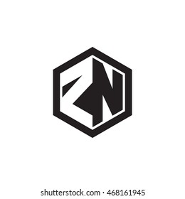 Initial letters ZN negative space hexagon shape monogram logo