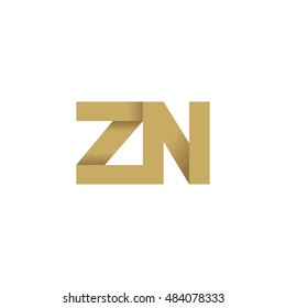 Initial letters ZN overlapping fold logo brown gold