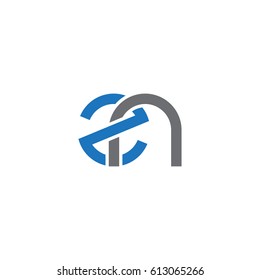 Initial letters zn, round overlapping lowercase logo modern design blue gray