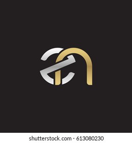 Initial letters zn, round overlapping chain shape lowercase logo modern design silver gold
