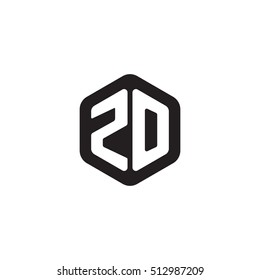 Initial letters ZO rounded hexagon shape monogram black simple modern logo