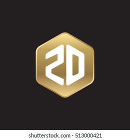 Initial letters ZO rounded hexagon shape gold modern logo