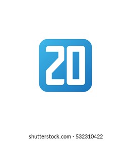Initial letters ZO rounded square shape blue simple logo