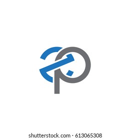 Initial letters zp, round overlapping lowercase logo modern design blue gray