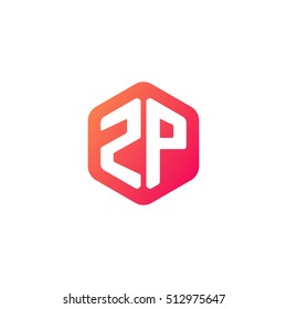 Initial letters ZP rounded hexagon shape red orange simple modern logo