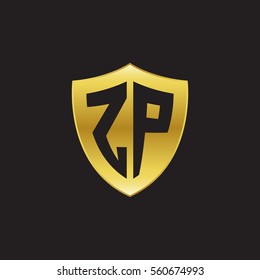Initial letters ZP shield shape gold logo