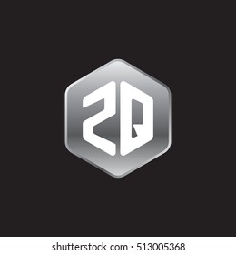 Initial letters ZQ rounded hexagon shape silver modern logo