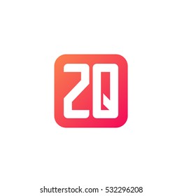 Initial letters ZQ rounded square shape red orange simple logo