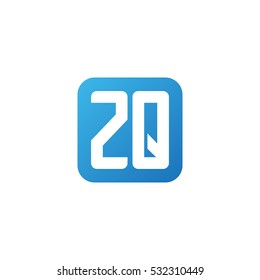 Initial letters ZQ rounded square shape blue simple logo