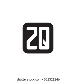 Initial letters ZQ rounded square shape monogram black simple logo