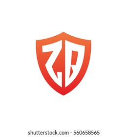 Initial letters ZQ shield shape red simple logo