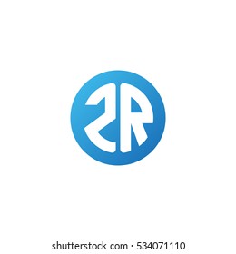 Initial letters ZR circle shape blue simple logo
