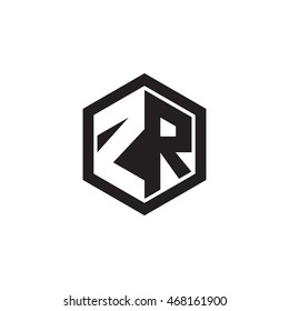 Initial letters ZR negative space hexagon shape monogram logo