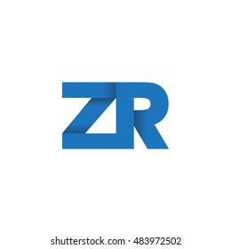 Initial letters ZR overlapping fold logo blue