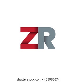 Initial letters ZR overlapping fold logo red gray