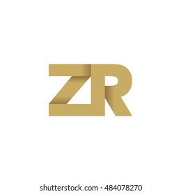 Initial letters ZR overlapping fold logo brown gold