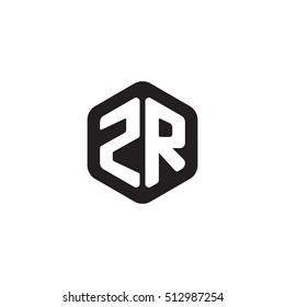 Initial letters ZR rounded hexagon shape monogram black simple modern logo