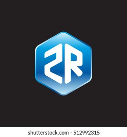 Initial letters ZR rounded hexagon shape blue modern logo