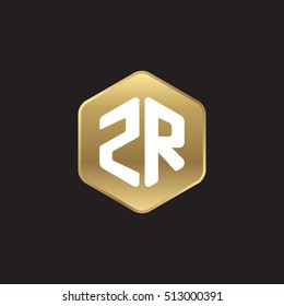 Initial letters ZR rounded hexagon shape gold modern logo