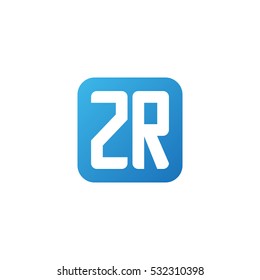Initial letters ZR rounded square shape blue simple logo