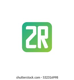 Initial letters ZR rounded square shape green simple logo