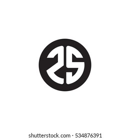 Initial letters ZS circle shape monogram black simple logo