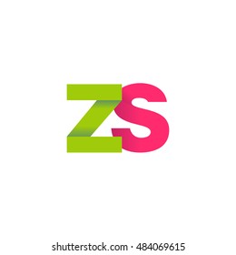 Initial letters ZS overlapping fold logo green magenta
