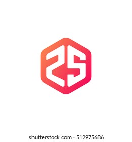 Initial letters ZS rounded hexagon shape red orange simple modern logo