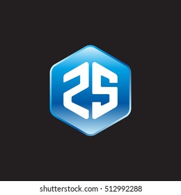 Initial letters ZS rounded hexagon shape blue modern logo