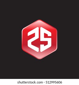 Initial letters ZS rounded hexagon shape red modern logo